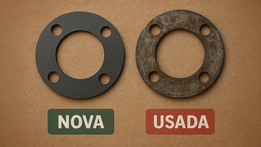Comparação entre junta nova e junta usada deformada