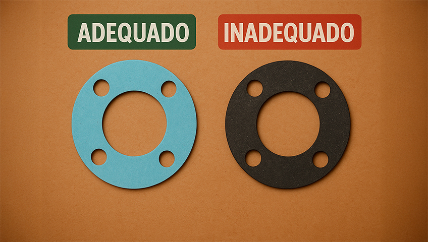 Diferentes materiais de juntas com tabela de compatibilidade