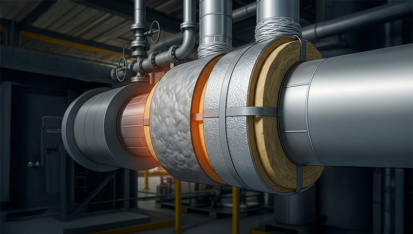 Sistema de isolamento térmico industrial em operação